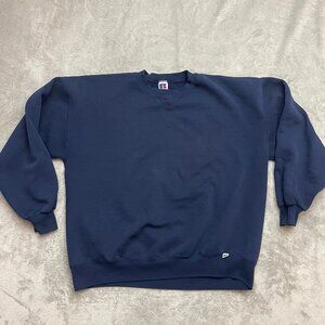 Vintage 90s Russell Athletic Sweatshirt Size XXL Navy Blank Crewneck Made In USA